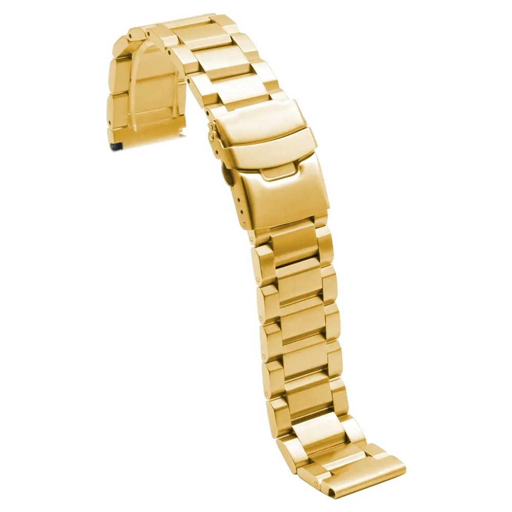 Kai Tian Braccialetto in acciaio inossidabile bicolore solido, cinturino di ricambio per orologio con superficie spazzolata per uomo e donna, 18mm/20mm/22mm/24mm, nero argentato, 18 mm, Acciaio - immagine 7