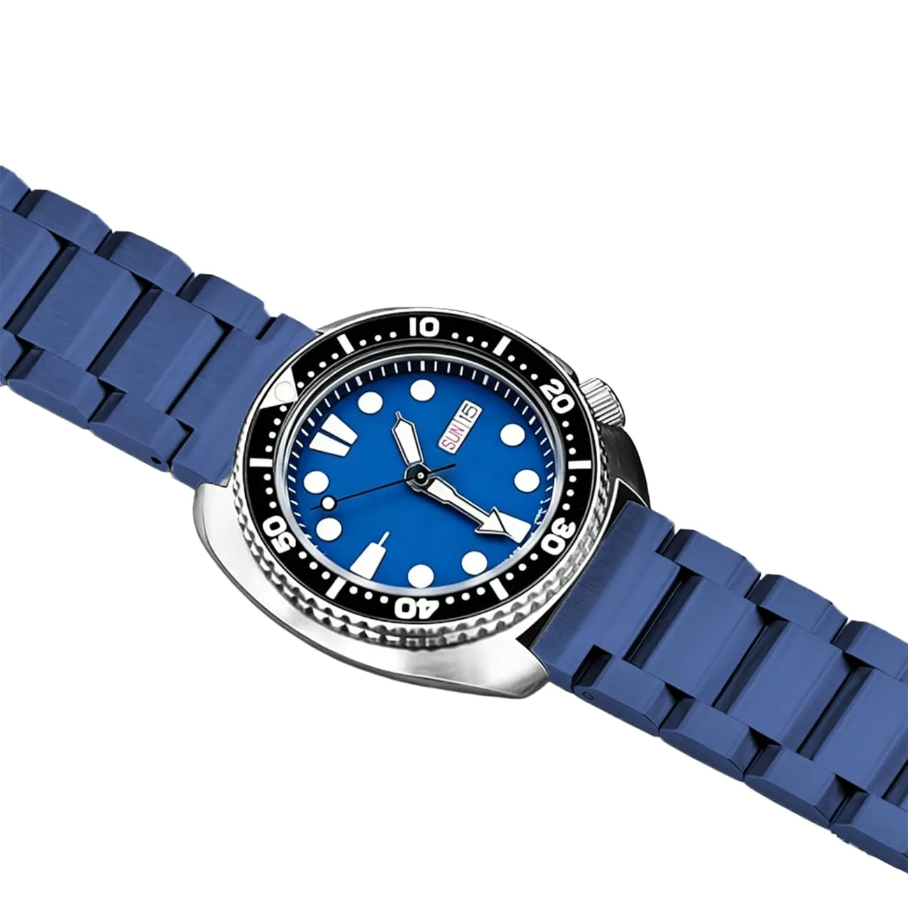 Kai Tian Cinturino per orologio da polso in acciaio inox massiccio spazzolato, fibbia deployante, per uomo e donna, 18 mm, 20 mm, 22 mm, 24 mm, nero e argento, Blu, 20mm, Bracciale - immagine 6