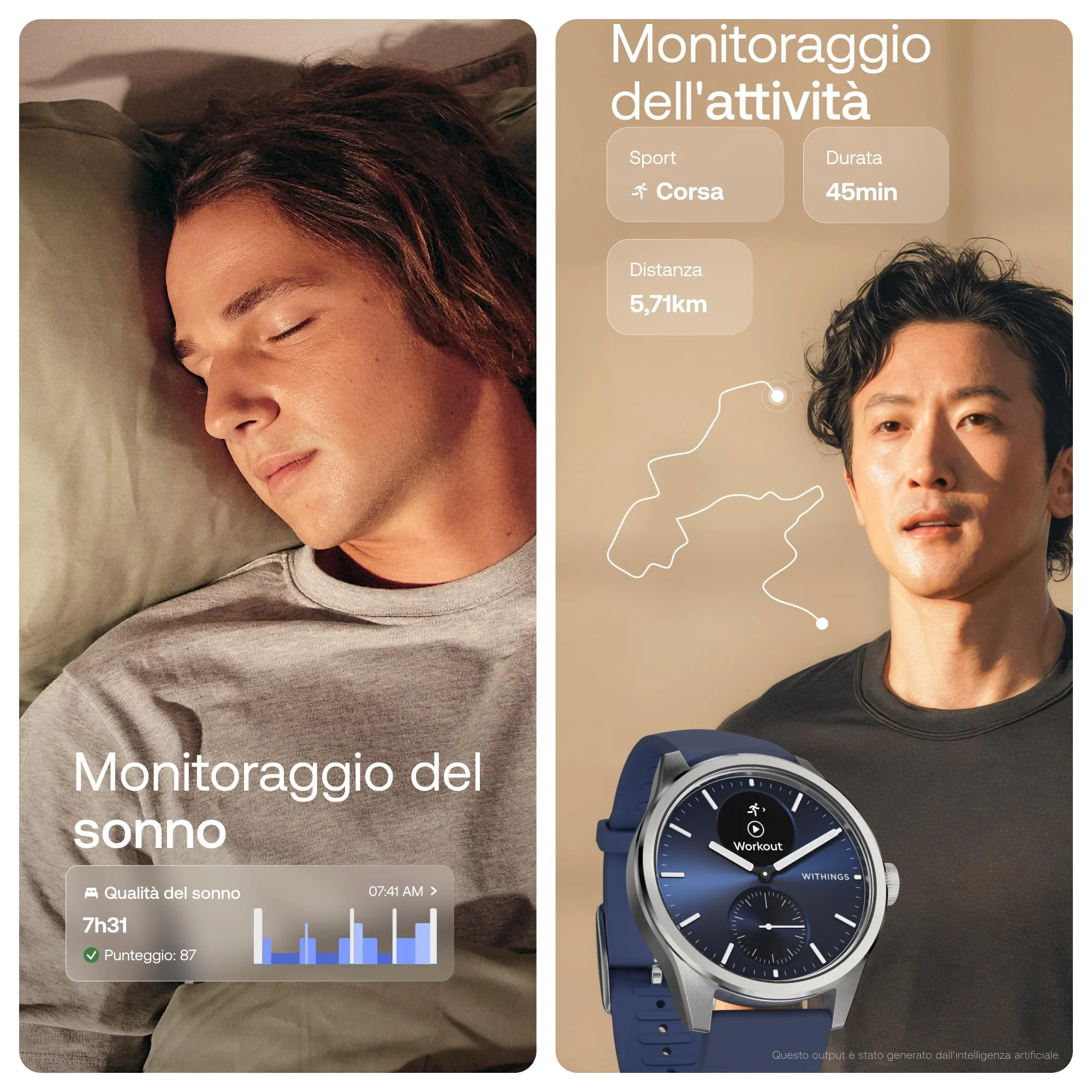 Withings ScanWatch 2, Smartwatch Hybrid, ECG, GPS Connesso, 42mm, Blu - immagine 5