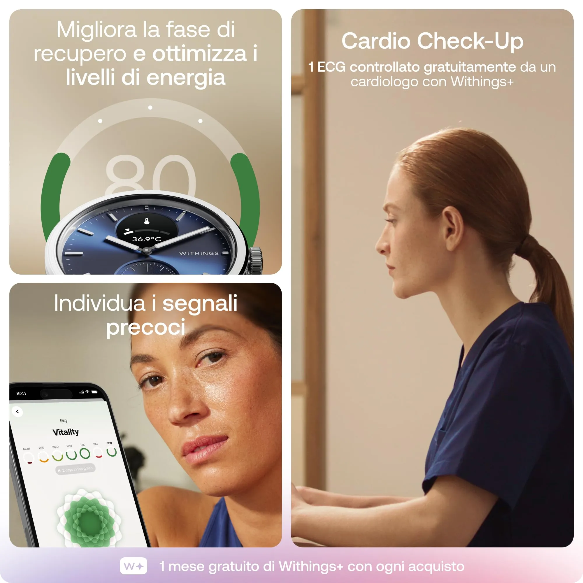 Withings ScanWatch 2, Smartwatch Hybrid, ECG, GPS Connesso, 42mm, Blu - immagine 7