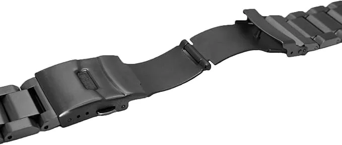 Kai Tian Cinturino per orologio da polso in acciaio inox massiccio spazzolato, fibbia deployante, per uomo e donna, 18 mm, 20 mm, 22 mm, 24 mm, nero e argento, 21mm, Acciaio inossidabile, Senza - immagine 5