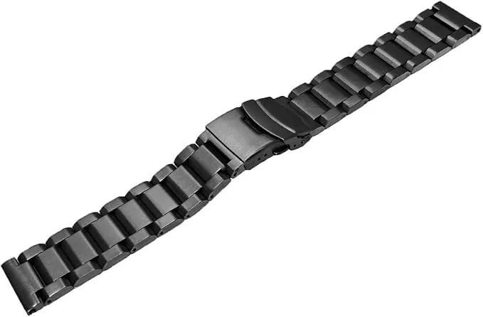 Kai Tian Cinturino per orologio da polso in acciaio inox massiccio spazzolato, fibbia deployante, per uomo e donna, 18 mm, 20 mm, 22 mm, 24 mm, nero e argento, 21mm, Acciaio inossidabile, Senza - immagine 7
