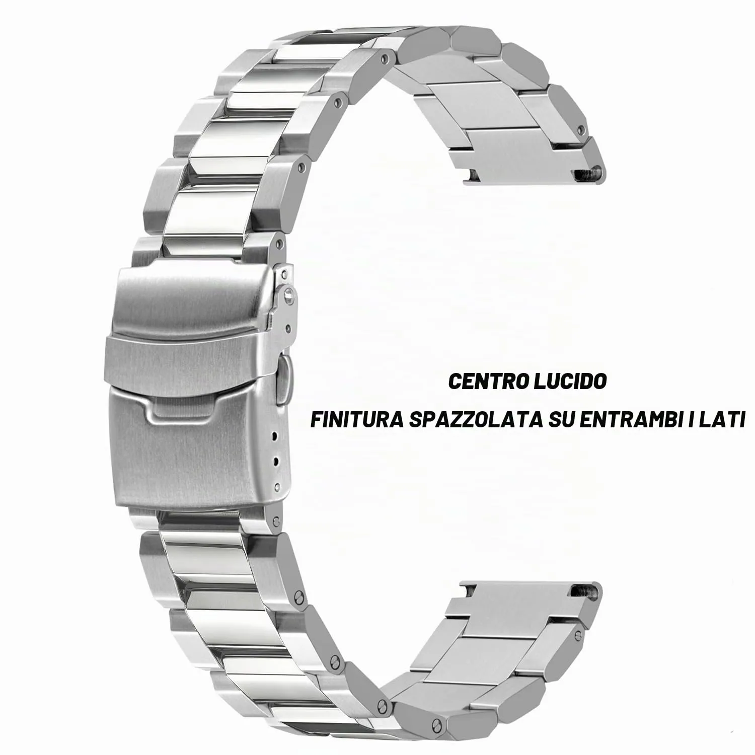Kai Tian Solid Double Locks - Cinturino di ricambio per orologio in acciaio inox, finitura spazzolata, per uomo e donna, 18 mm, 21 mm, 20 mm, 22 mm, 24 mm, 26 mm, nero, argento, blu, grigio, oro, 20mm - immagine 3