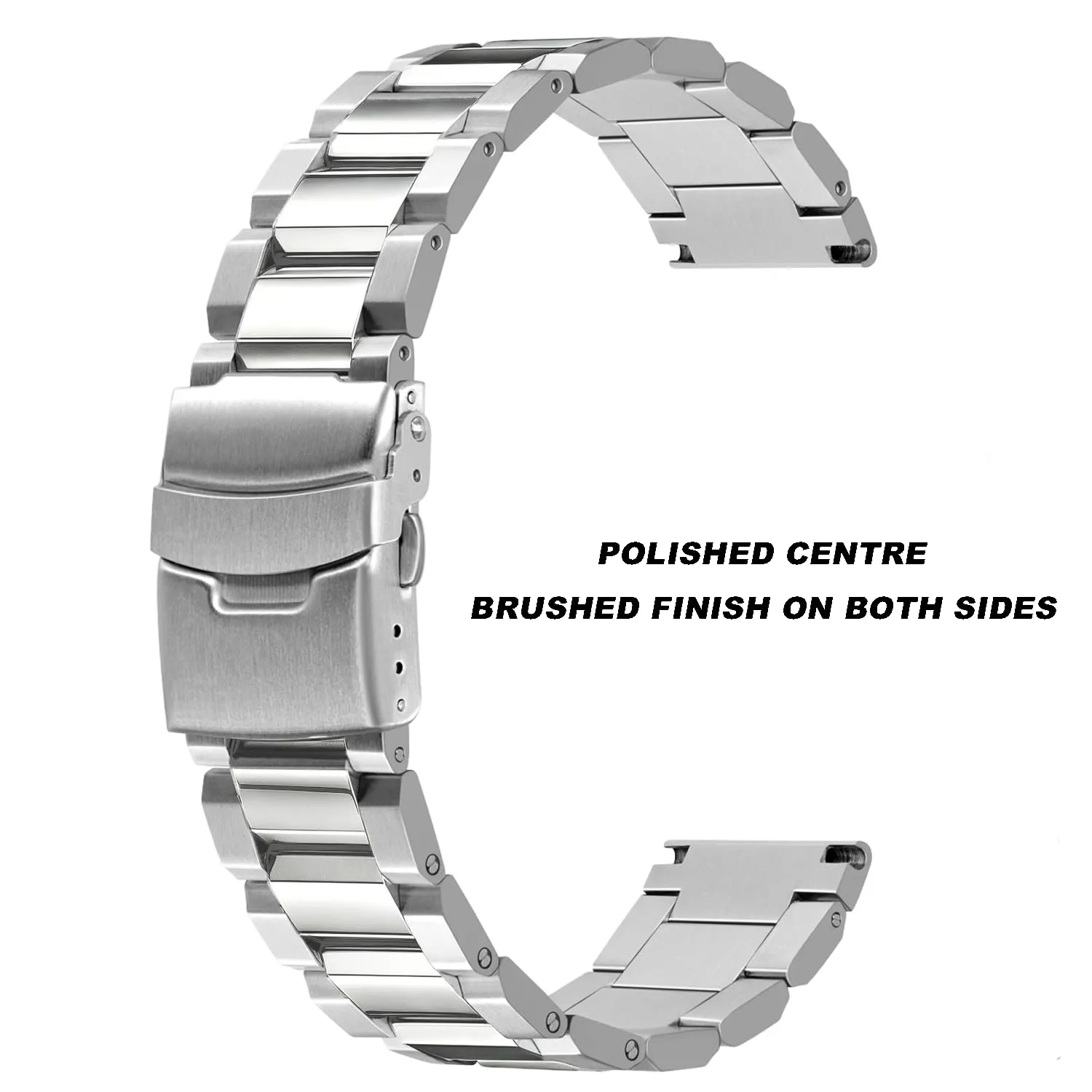 Kai Tian Cinturino in acciaio inossidabile con doppio lucchetto solido, finitura spazzolata, cinturino metallico di ricambio per orologio per uomo e donna 18 mm 21 mm 20 mm 22 mm 24 mm 26 mm Nero - immagine 2