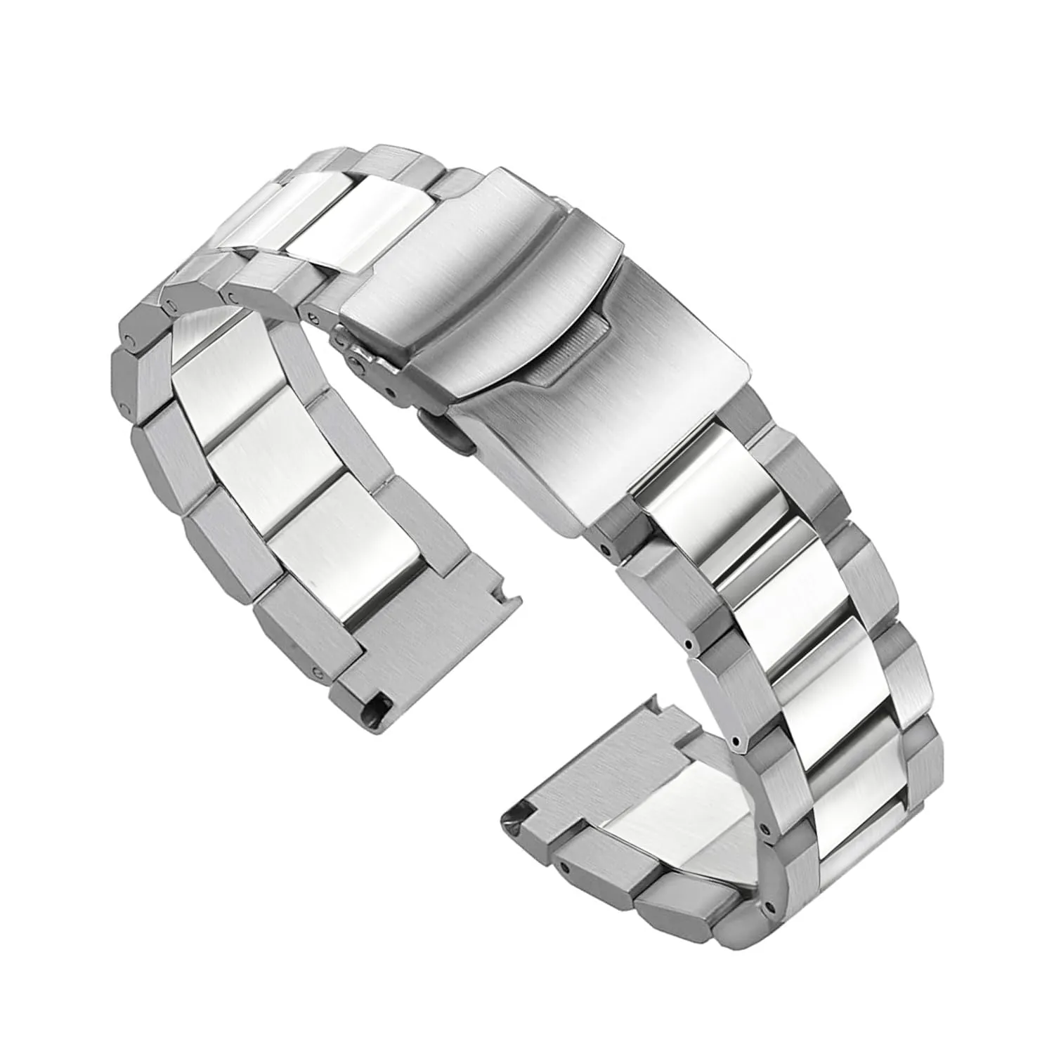 Kai Tian Cinturino in acciaio inossidabile con doppio lucchetto solido, finitura spazzolata, cinturino metallico di ricambio per orologio per uomo e donna 18 mm 21 mm 20 mm 22 mm 24 mm 26 mm Nero - immagine 6