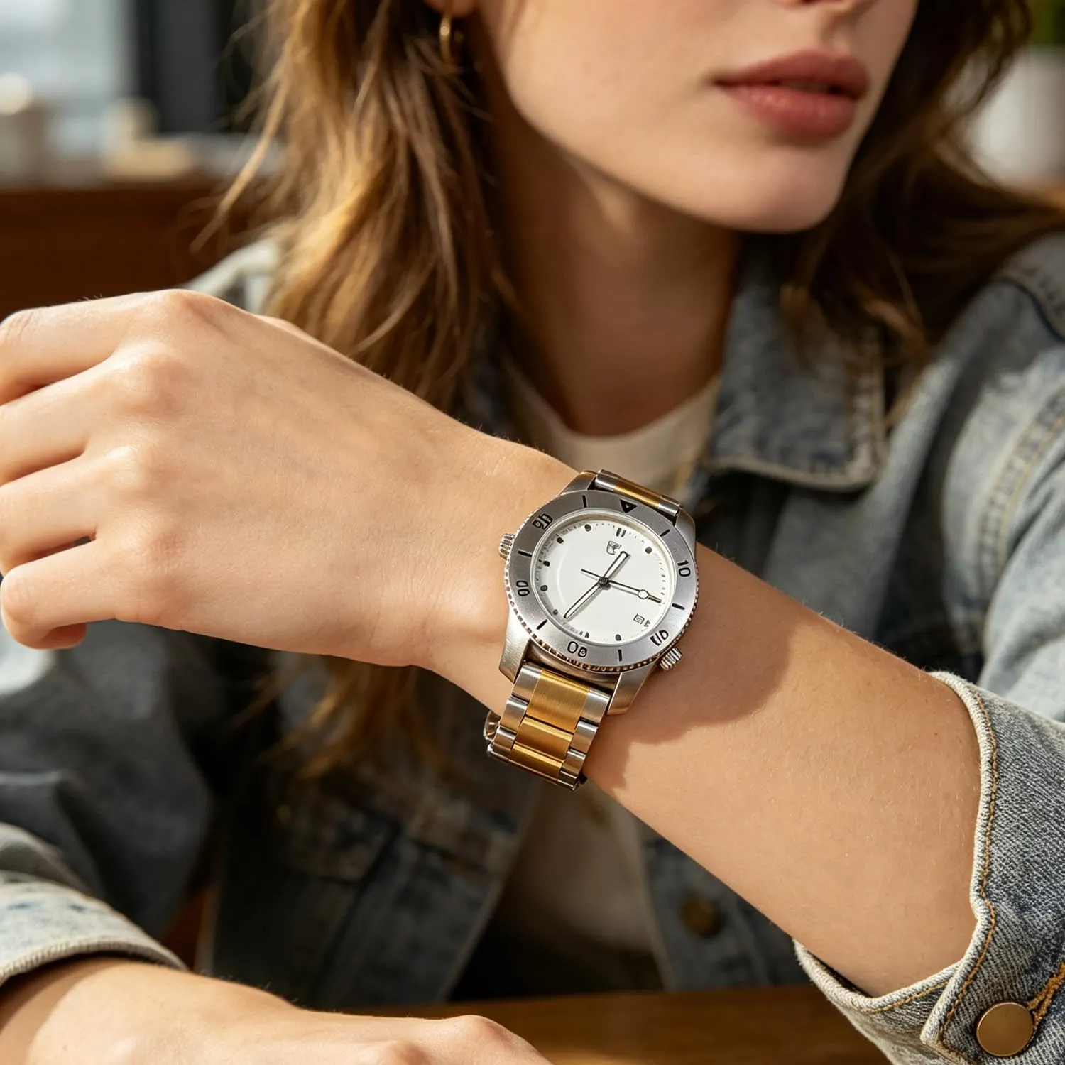 Kai Tian Cinturino per orologio da polso in acciaio inox massiccio spazzolato, fibbia deployante, per uomo e donna, 18 mm, 20 mm, 22 mm, 24 mm, nero e argento, 20mm, Acciaio inossidabile, Senza - immagine 3