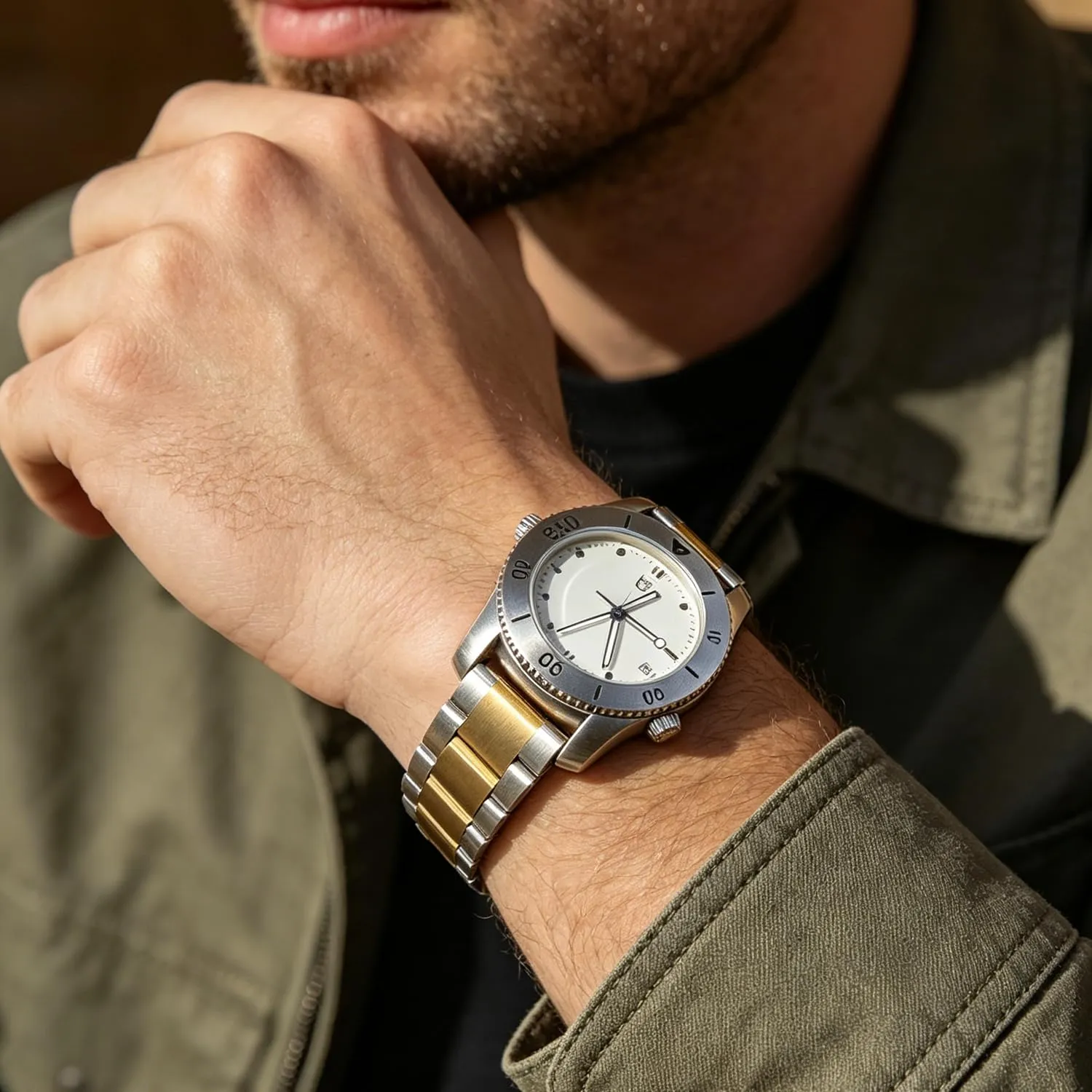 Kai Tian Cinturino per orologio in metallo spazzolato con finitura lucida e massiccia doppia chiusura, per uomini e donne, 18 mm, 20 mm, 21 mm, 22 mm, 24 mm, 26 mm, 22mm, Acciaio inossidabile, Non - immagine 3
