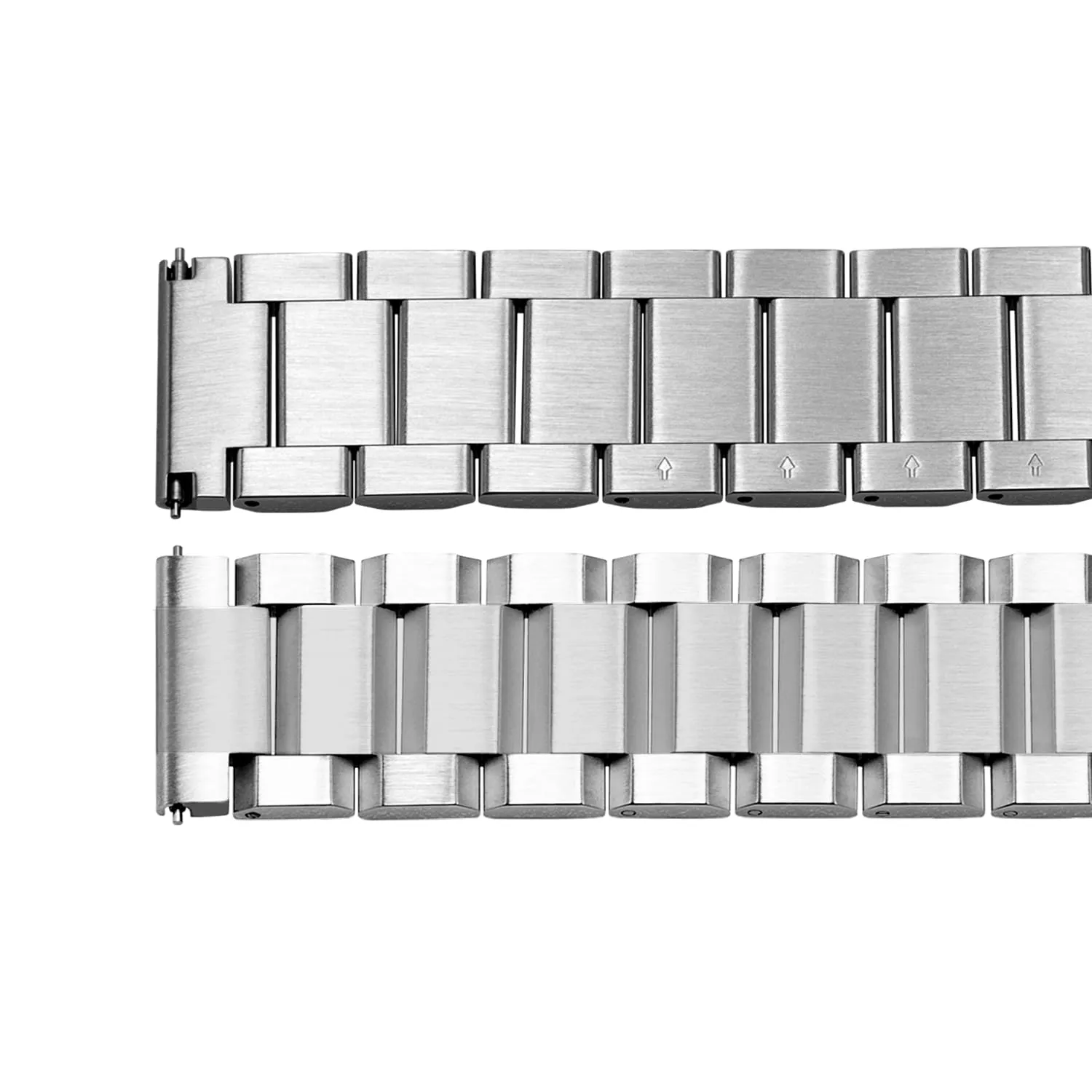 Kai Tian Cinturino di ricambio per orologio in acciaio inox con doppia chiusura, finitura spazzolata, per uomini e donne, 18 mm, 20 mm, 22 mm, 24 mm, nero e argento, Centro spazzolato argento, 20mm - immagine 2