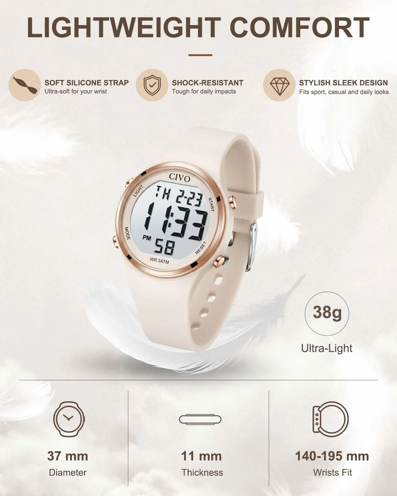 CIVO Orologio Impermeabile Donna Sportivo: Grandi Numeri per Lettura - immagine 8