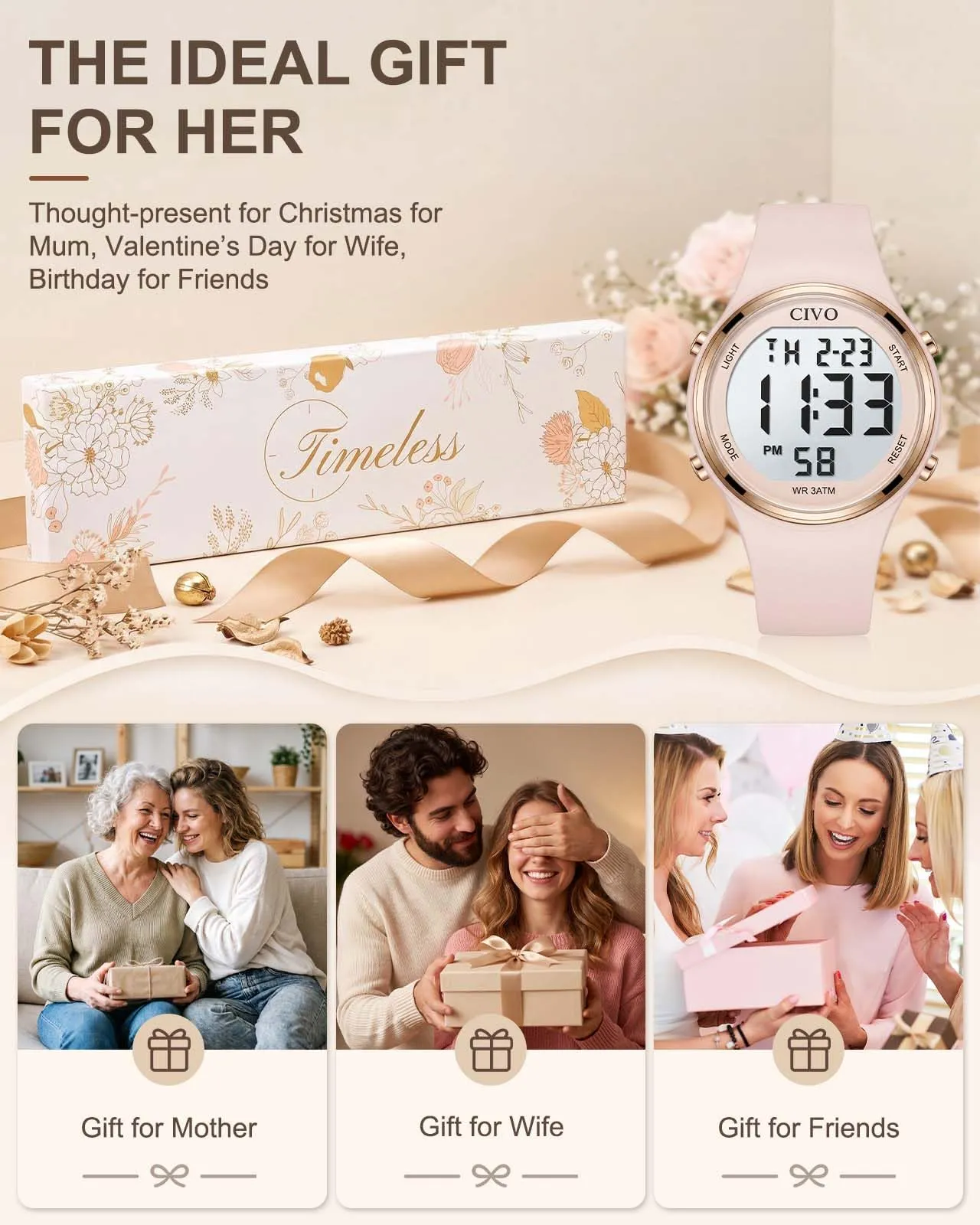 CIVO Orologio Digitale Donna Sportivo: Grandi Numeri Facili da Leggere, - immagine 7