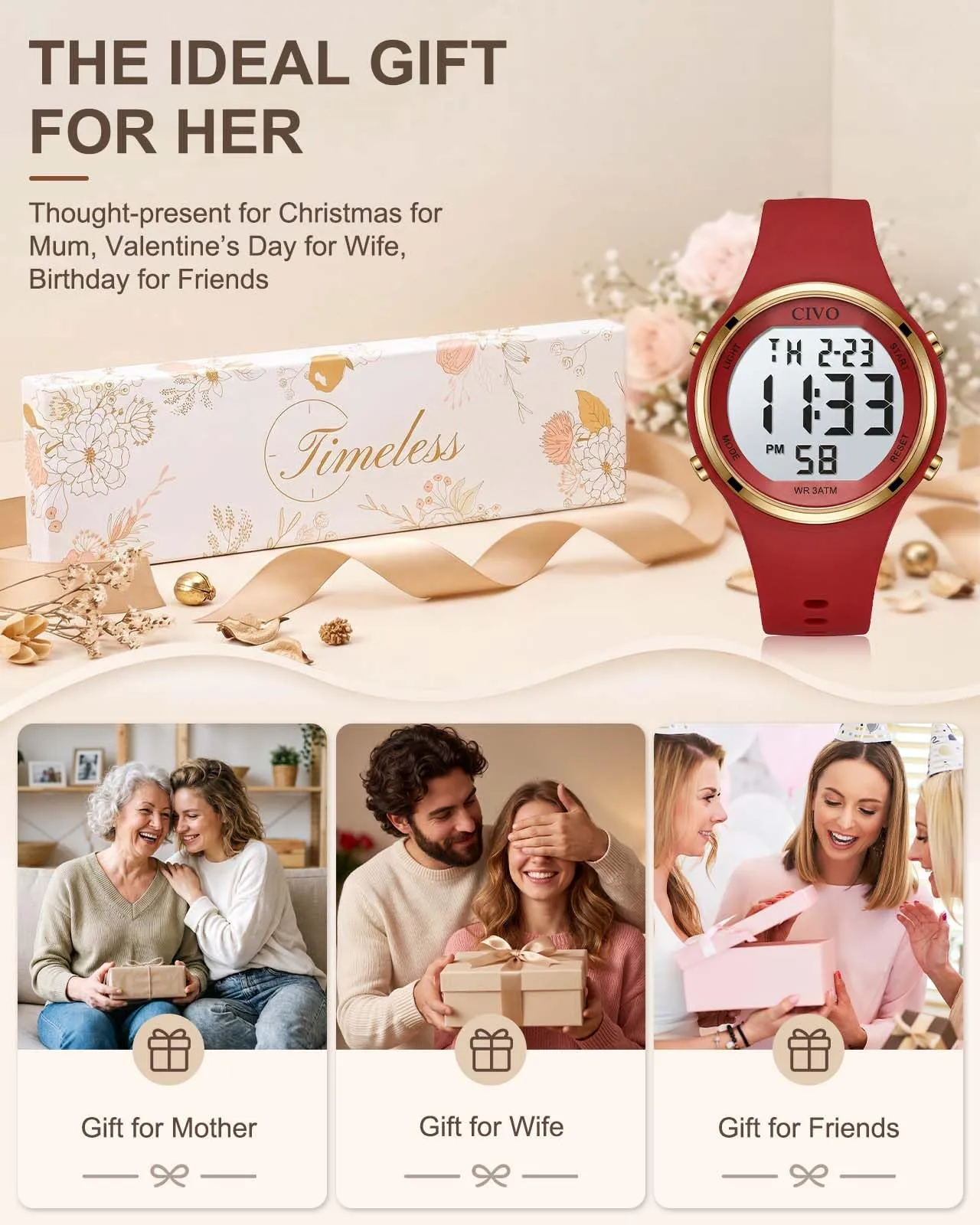 CIVO Orologio Digitale Donna Sportivo: Grandi Numeri Facili da Leggere, - immagine 7