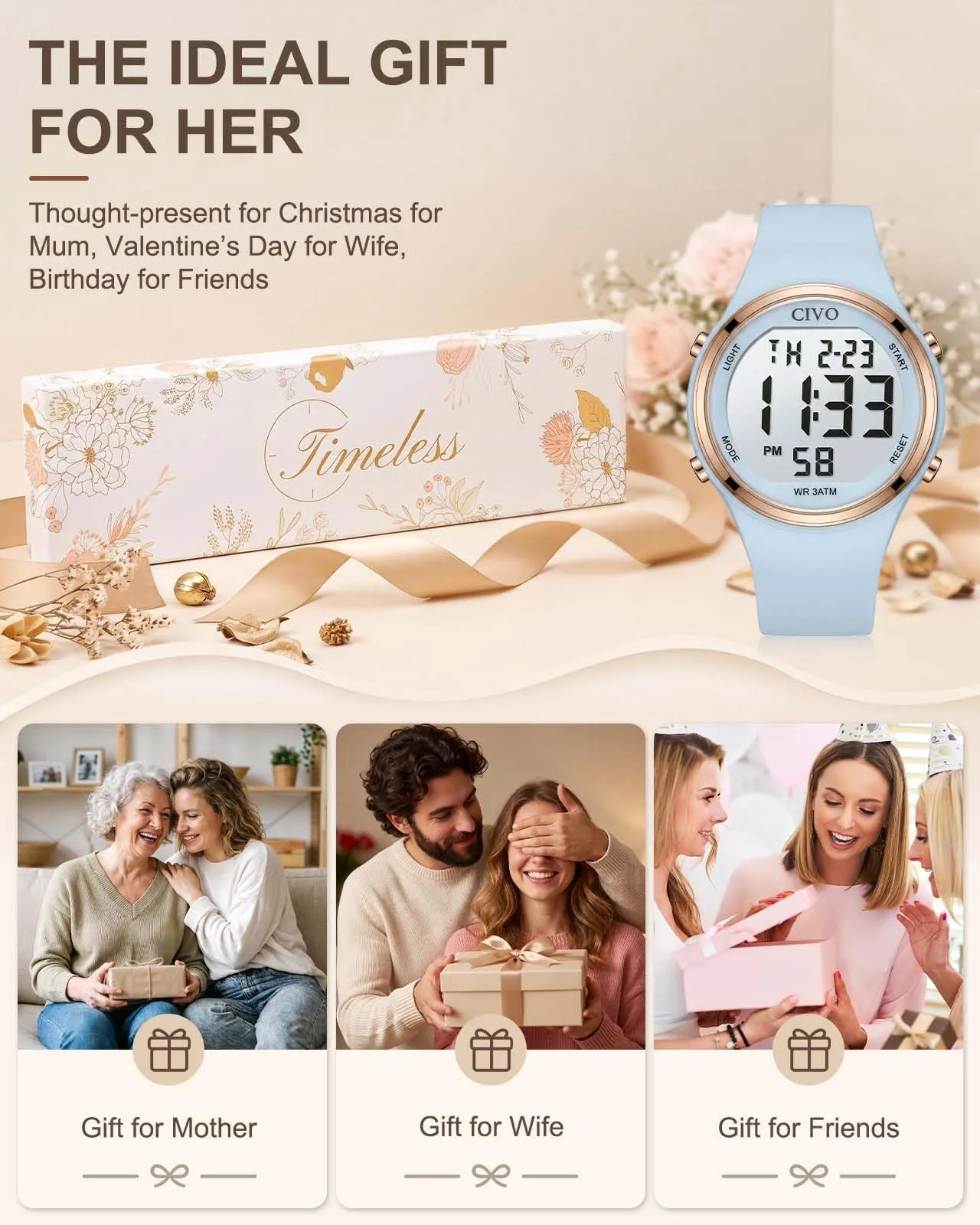 CIVO Orologio Digitale Donna Sportivo: Grandi Numeri Facili da Leggere, - immagine 7