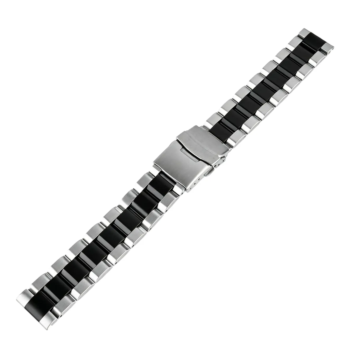 Kai Tian Cinturino per orologio da polso in acciaio inox massiccio spazzolato, fibbia deployante, per uomo e donna, 18 mm, 20 mm, 22 mm, 24 mm, nero e argento, 20mm, Metallo Acciaio inossidabile - immagine 5