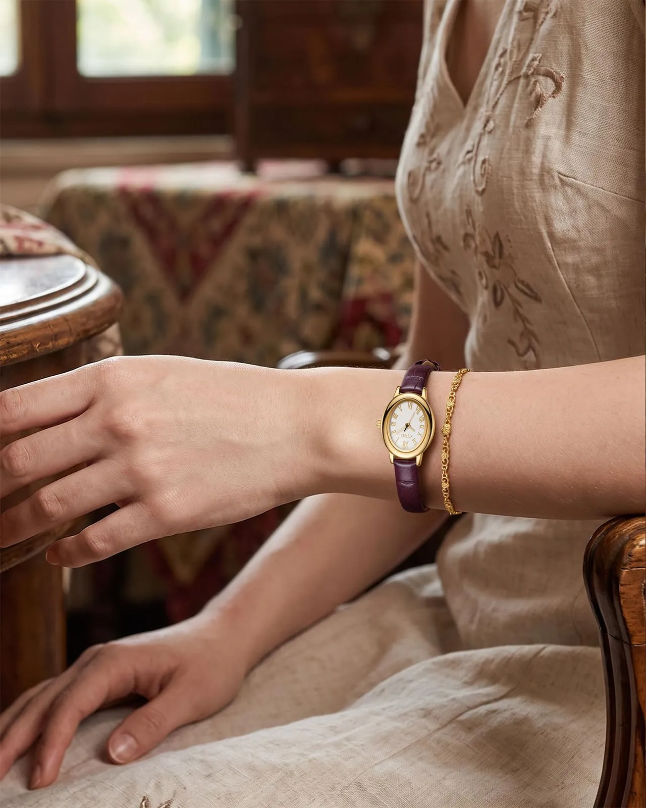 CIVO Orologio Donna Piccolo Vintage: Oro Ovale Numeri Romani Analogico - immagine 4