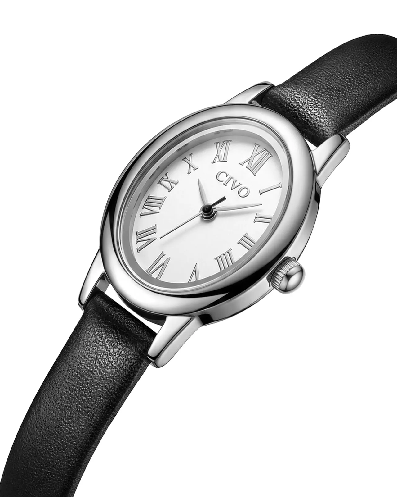 CIVO Orologio Donna Piccolo Vintage: Argento Ovale Numeri Romani Analogico - immagine 2