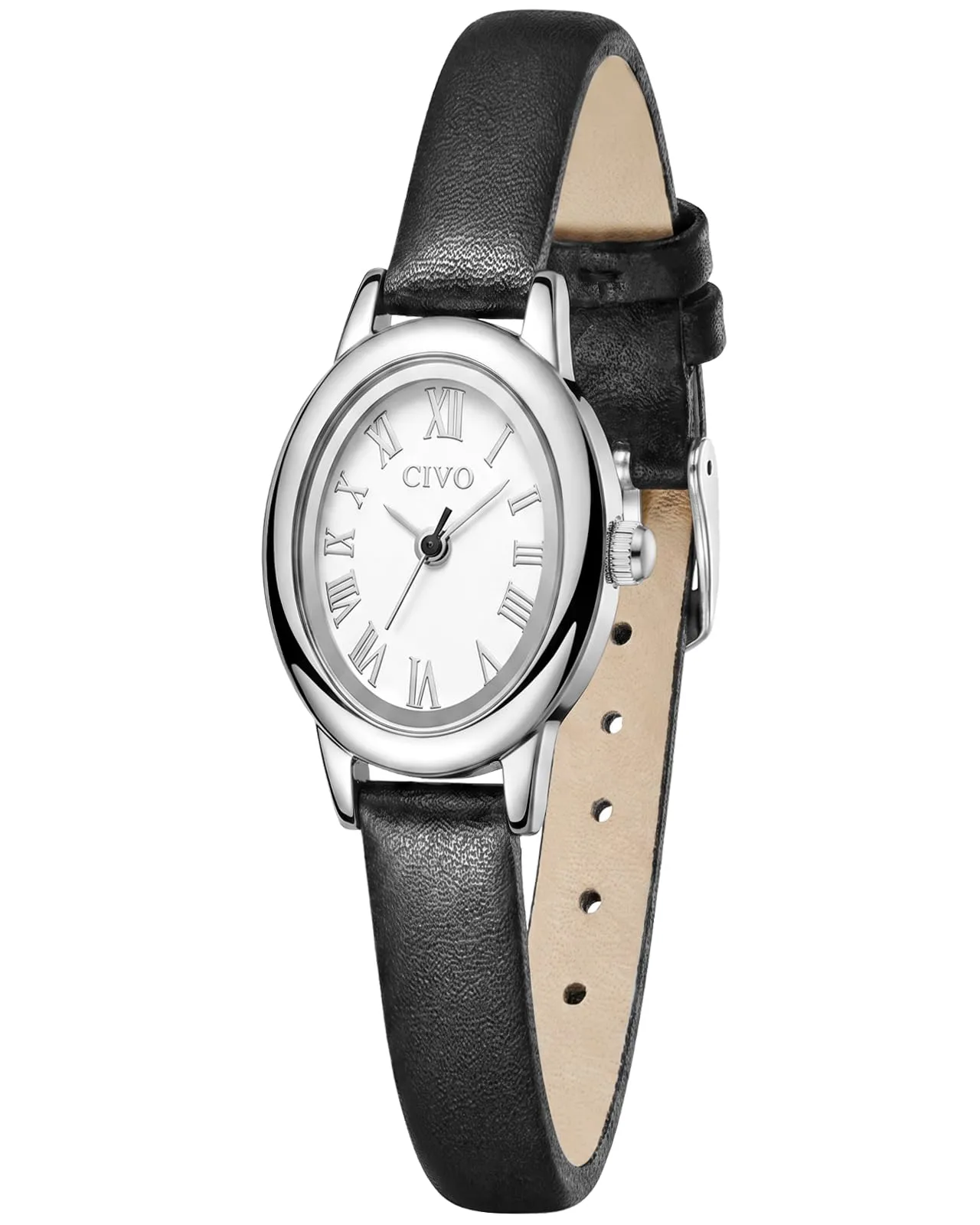 CIVO Orologio Donna Piccolo Vintage: Argento Ovale Numeri Romani Analogico - immagine 8