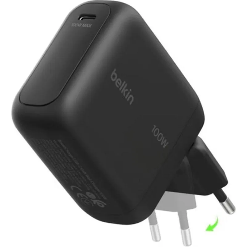 Caricatore a Parete Belkin BoostCharge 100W USB-C GaN con Spina Pieghevole Nero - immagine 1