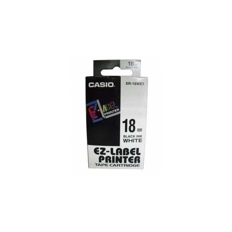 Nastro adesivo per etichettatrice Casio XR-18WE 8 m x 18 mm nero su bianco - immagine 1