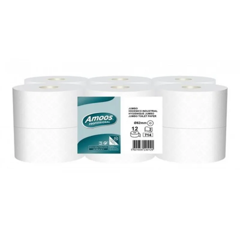 Rotolo Carta Igienica Amoos Professional Bianco 2 Strati 250m Pack 12 - immagine 1