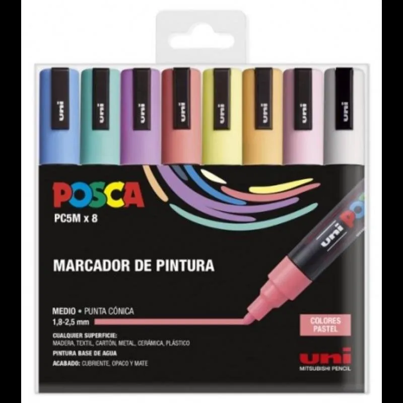 Set 8 Pennarelli Posca M5 Uni-ball Colori Pastello - immagine 1