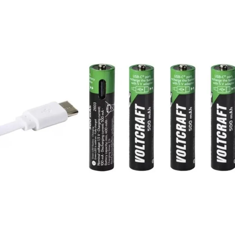 Pila ricaricabile AAA Voltcraft Li-Ion 500 mAh 1.5 V 4 unità - immagine 1