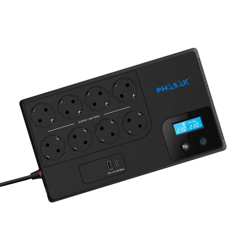 Sai Phasak 1050 VA Batteria Piombo-Calcio 15 Minuti USB-A USB-C - immagine 1