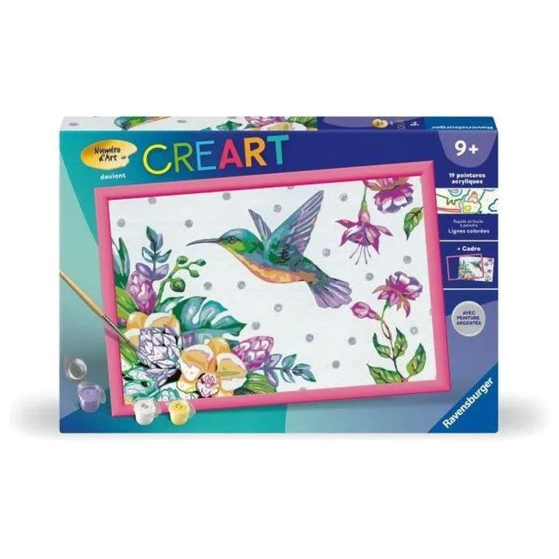 Kit pittura per numeri Ravensburger Creart Kids Colibrì e fiori - immagine 1