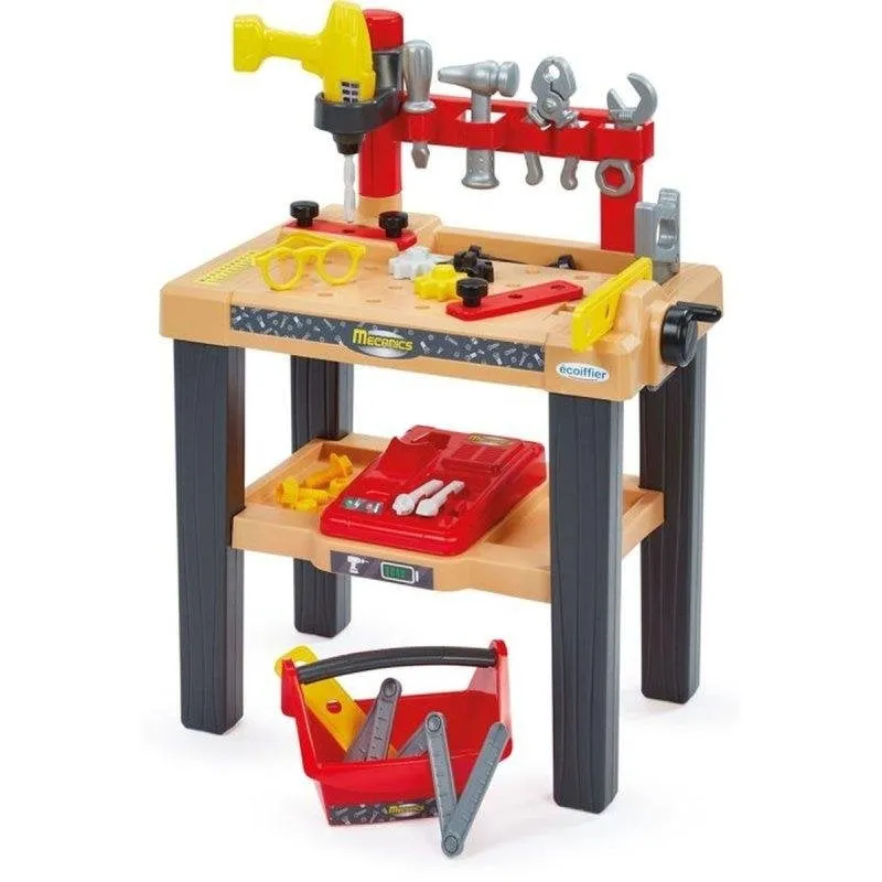 Banco da Lavoro Ecoiffier per Bambini con 28 Accessori e Trapano Multicolore - immagine 1