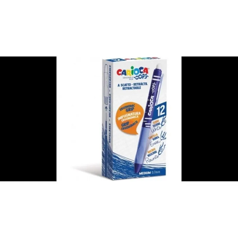 Penna a sfera retrattile cancellabile Carioca Oops blu - Confezione da 12 - immagine 1