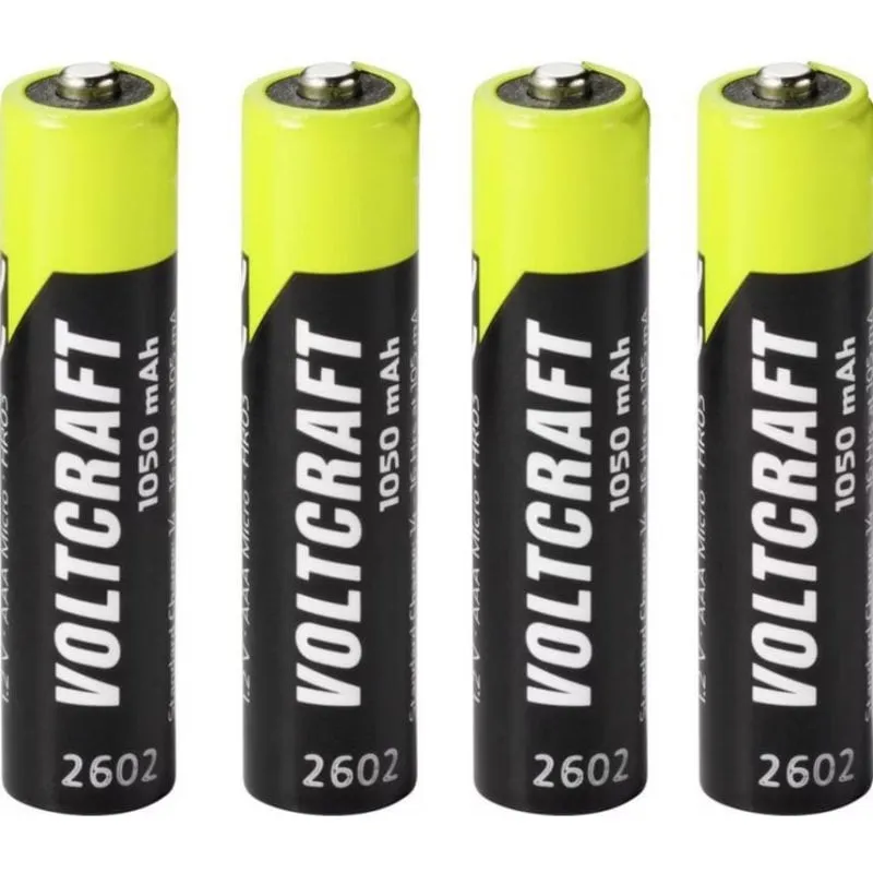 Pila Ricaricabile AAA Voltcraft NiMH 1050 mAh 4 Unità - immagine 1