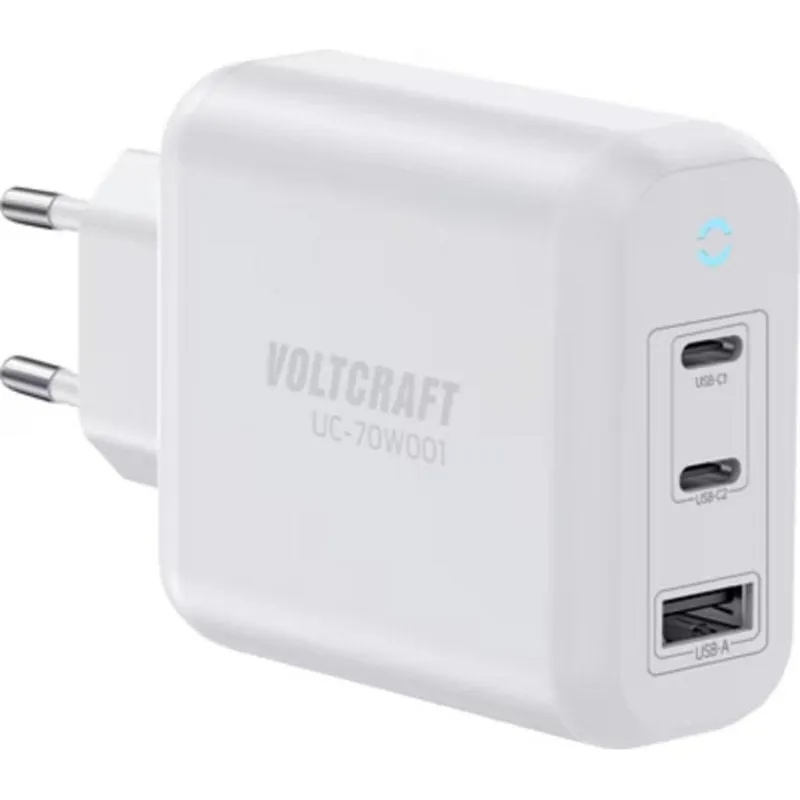 Caricatore USB Voltcraft VC-18791125 70W GaN 3 porte ricarica rapida - immagine 1