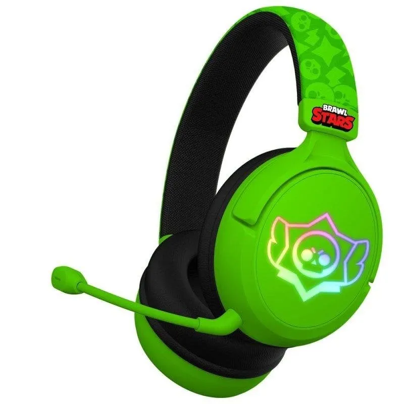 Cuffie Gaming Subsonic Brawl Stars Skull cablate 40 mm LED RGB Verde Nero - immagine 1
