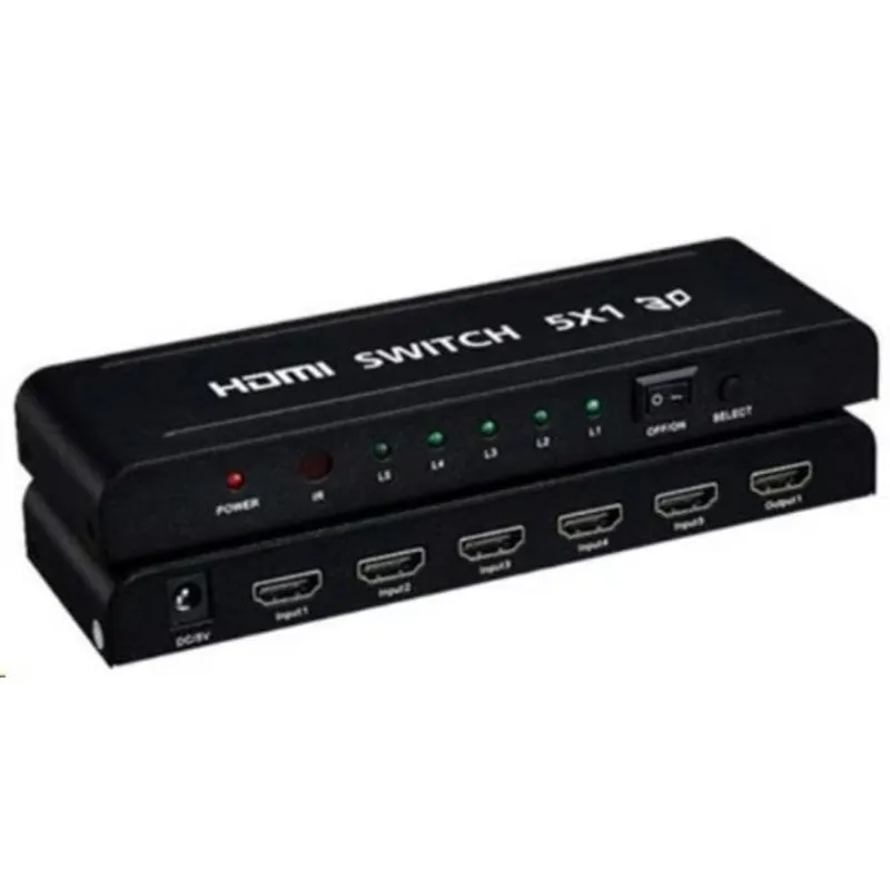 Commutatore HDMI PremiumCord 5 ingressi 1 uscita con telecomando - immagine 1