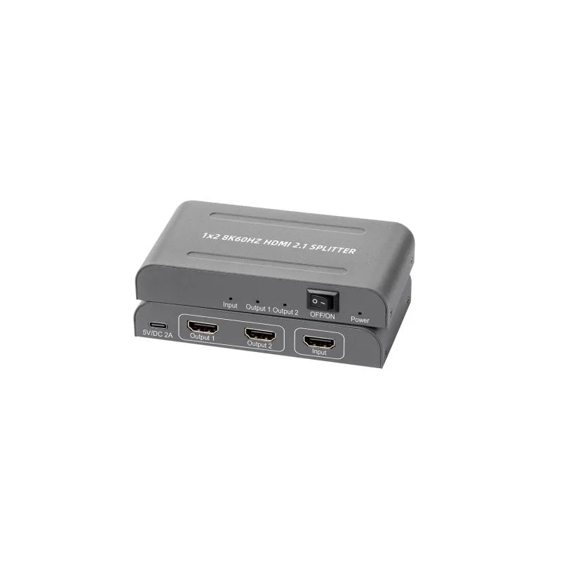 Splitter HDMI Kimex 130-8002 2.1 1x2 8K 60 Hz 48 Gbps Grigio - immagine 1