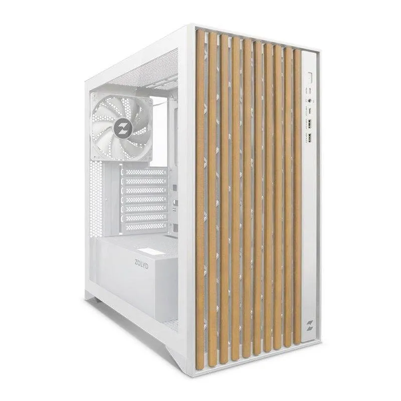 Case PC Zolyd Dynaria ATX elegante in legno bianco con vetro temperato - immagine 1