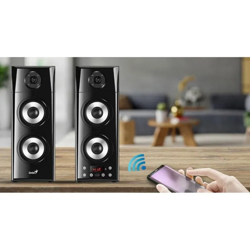 Altoparlanti Genius Bluetooth 60W con telecomando e design in legno - immagine 1