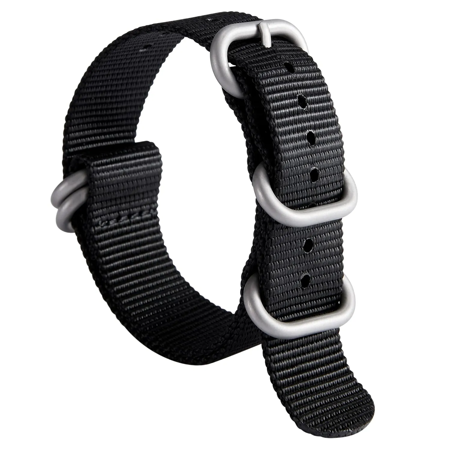 BINLUN Cinturino per Orologio in Nylon Cinturini Militare Premium Balistico Multicolori per Uomo Donna 18 mm 19 mm 20 mm 21 mm 22 mm 23 mm 24 mm con Fibbia in Acciaio Inossidabile Argento/Nero - immagine 1