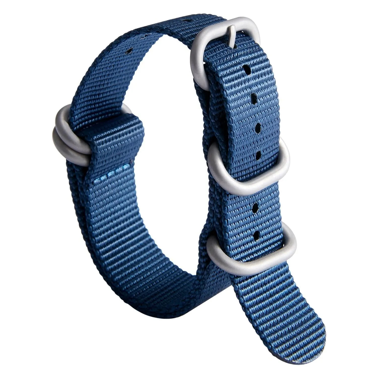 BINLUN Cinturino per Orologio in Nylon Cinturini Militare Premium Balistico Multicolori per Uomo Donna 18 mm 19 mm 20 mm 21 mm 22 mm 23 mm 24 mm con Fibbia in Acciaio Inossidabile Argento/Nero - immagine 1