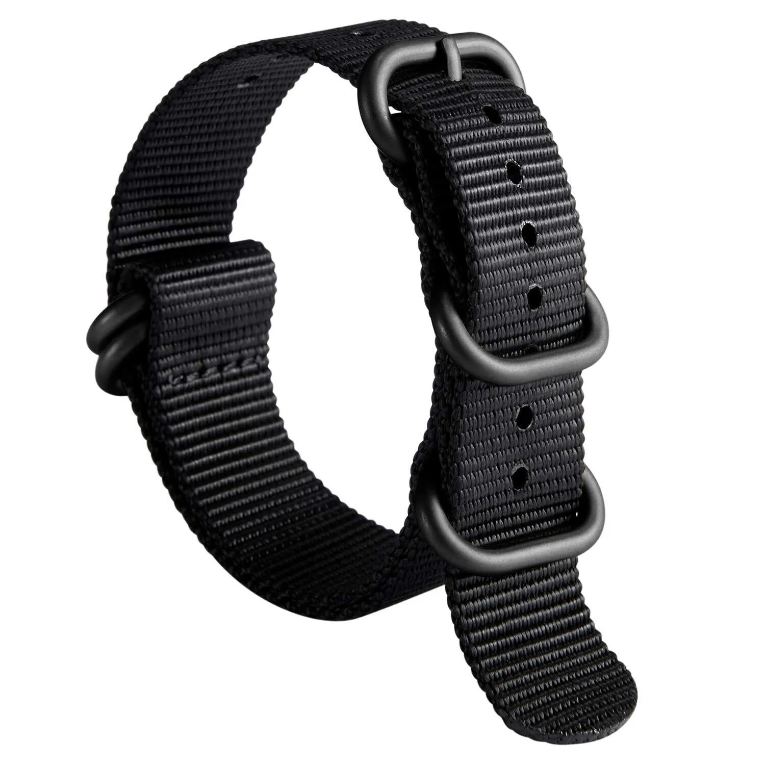 BINLUN Cinturino per Orologio in Nylon Cinturini Militare Premium Balistico Multicolori per Uomo Donna 18 mm 19 mm 20 mm 21 mm 22 mm 23 mm 24 mm con Fibbia in Acciaio Inossidabile Argento/Nero - immagine 1