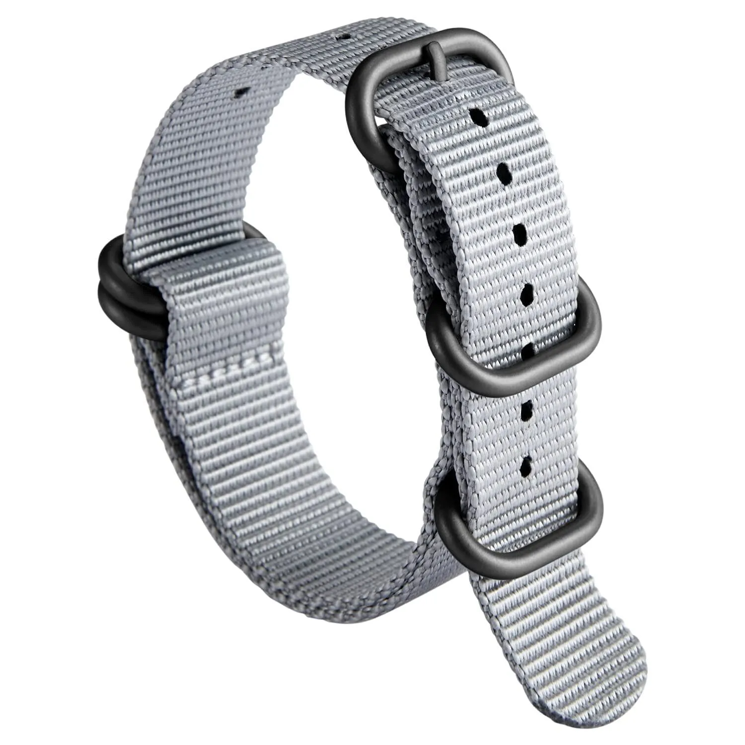 BINLUN Cinturino per Orologio in Nylon Cinturini Militare Premium Balistico Multicolori per Uomo Donna 18 mm 19 mm 20 mm 21 mm 22 mm 23 mm 24 mm con Fibbia in Acciaio Inossidabile Argento/Nero - immagine 1