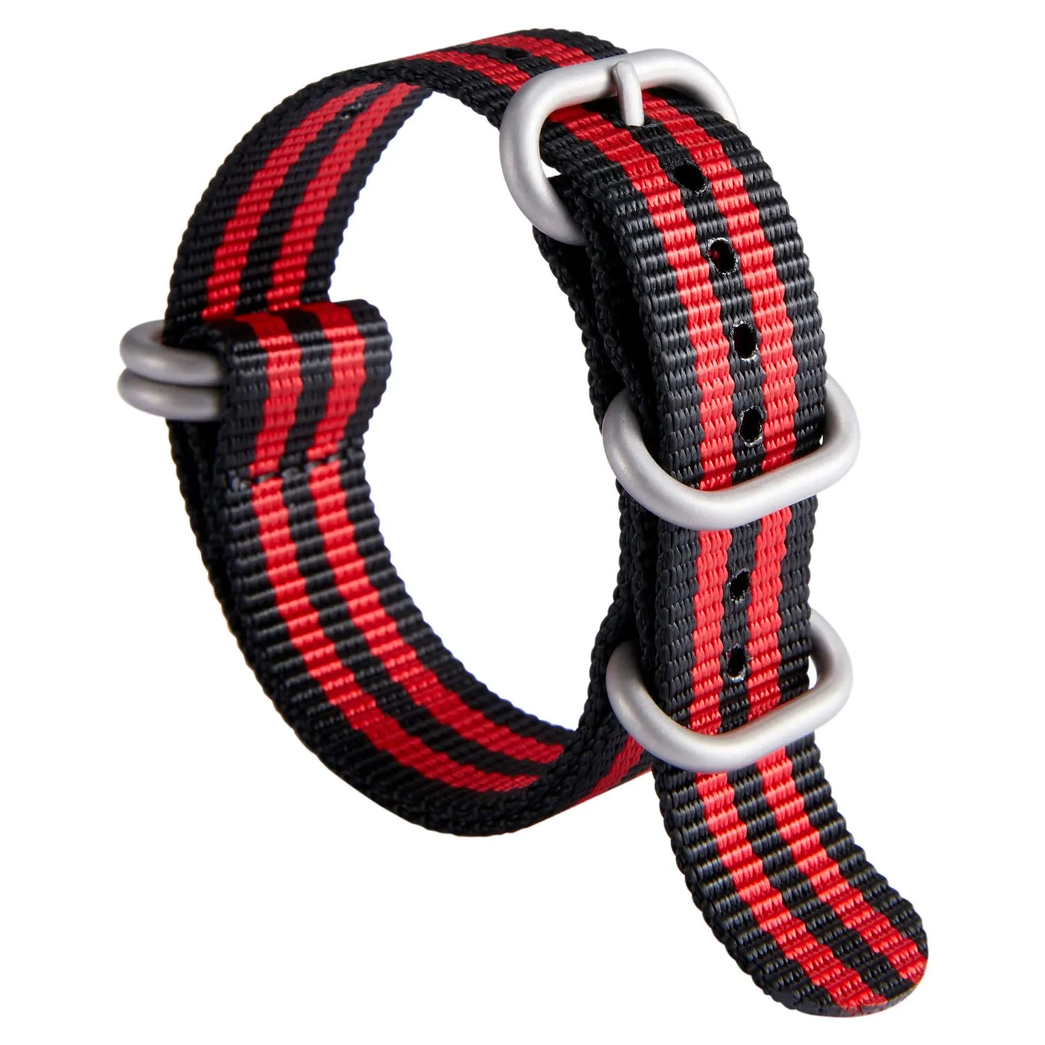 BINLUN Cinturino per Orologio in Nylon Cinturini Militare Premium Balistico Multicolori per Uomo Donna 18 mm 19 mm 20 mm 21 mm 22 mm 23 mm 24 mm con Fibbia in Acciaio Inossidabile Argento/Nero - immagine 1