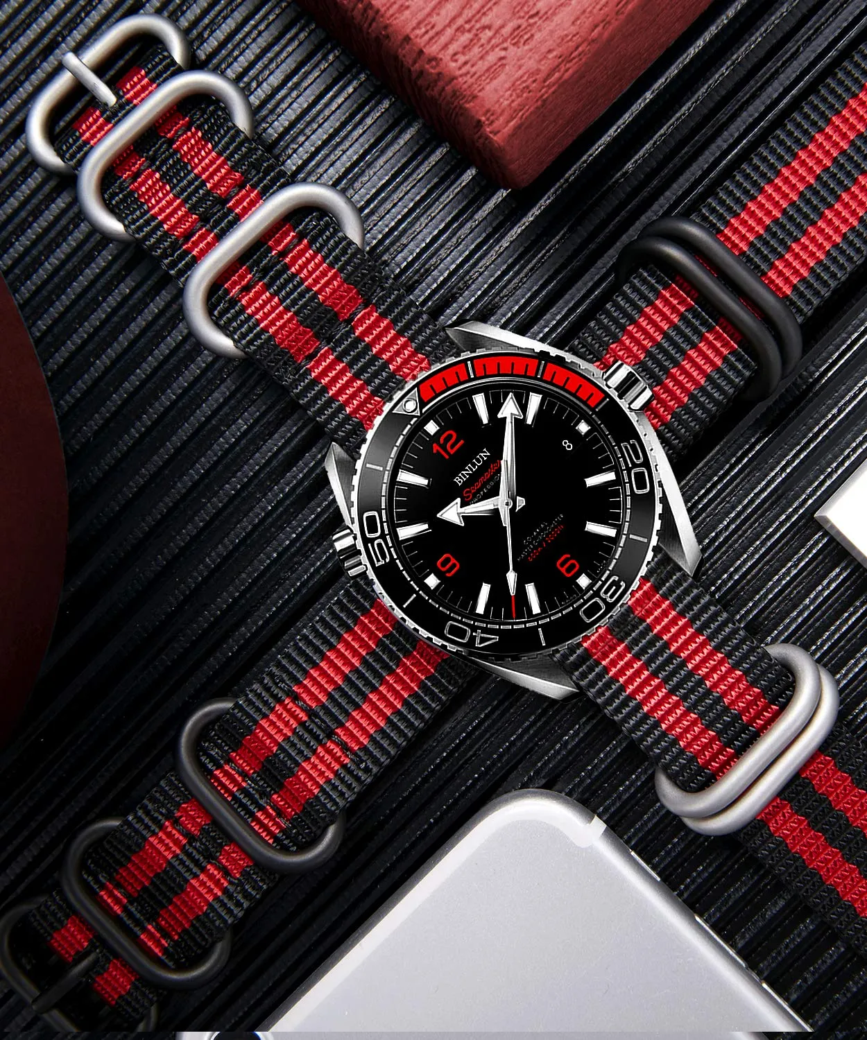 BINLUN Cinturino per Orologio in Nylon Cinturini Militare Premium Balistico Multicolori per Uomo Donna 18 mm 19 mm 20 mm 21 mm 22 mm 23 mm 24 mm con Fibbia in Acciaio Inossidabile Argento/Nero - immagine 5