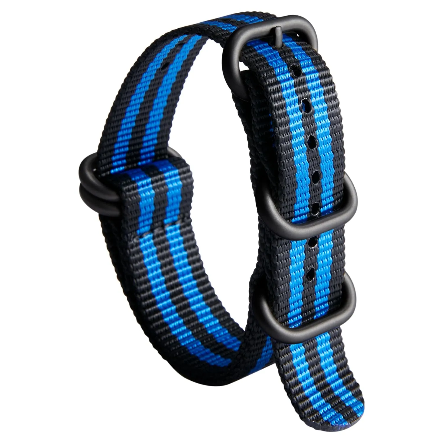 BINLUN Cinturino per Orologio in Nylon Cinturini Militare Premium Balistico Multicolori per Uomo Donna 18 mm 19 mm 20 mm 21 mm 22 mm 23 mm 24 mm con Fibbia in Acciaio Inossidabile Argento/Nero - immagine 1