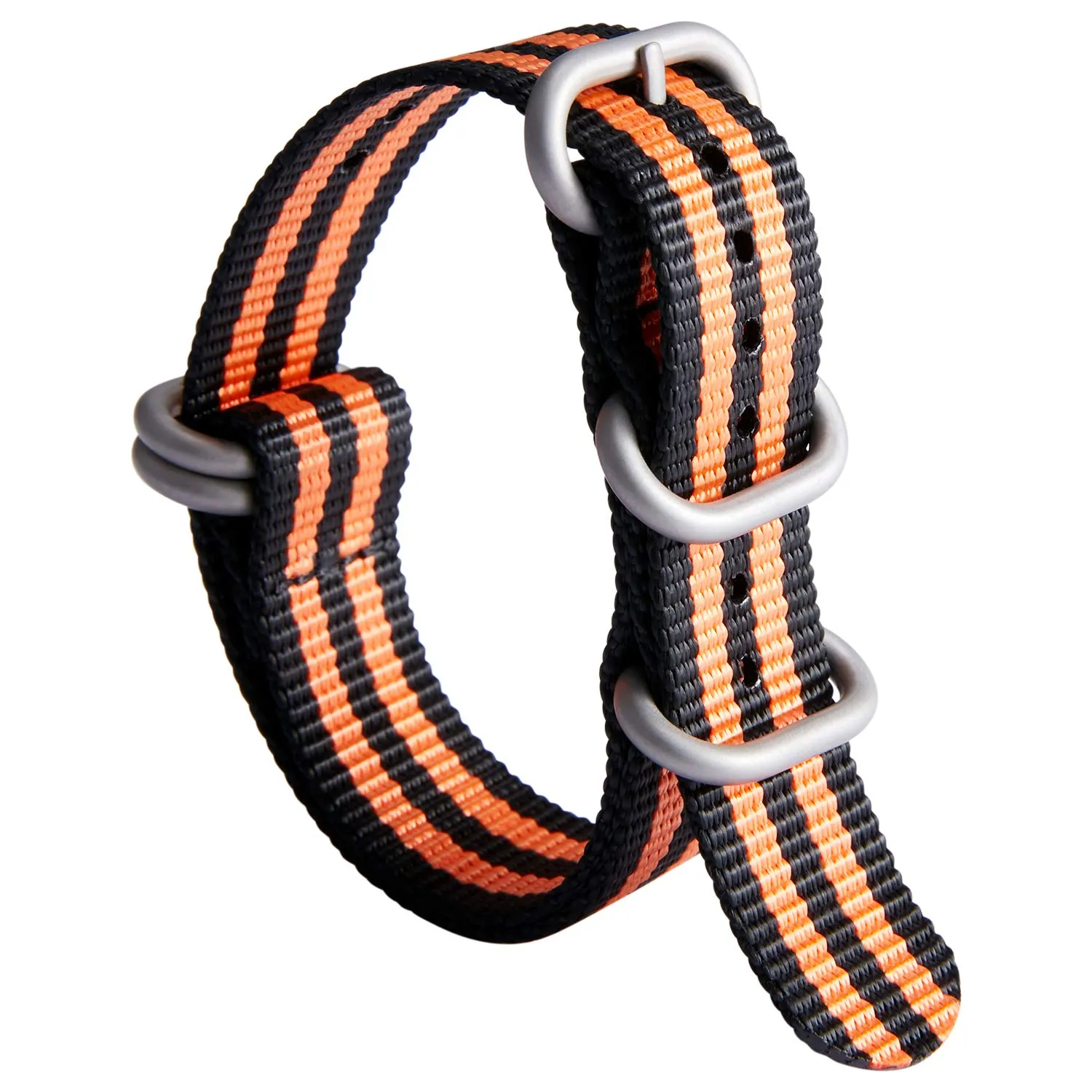 BINLUN Cinturino per Orologio in Nylon Cinturini Militare Premium Balistico Multicolori per Uomo Donna 18 mm 19 mm 20 mm 21 mm 22 mm 23 mm 24 mm con Fibbia in Acciaio Inossidabile Argento/Nero - immagine 1