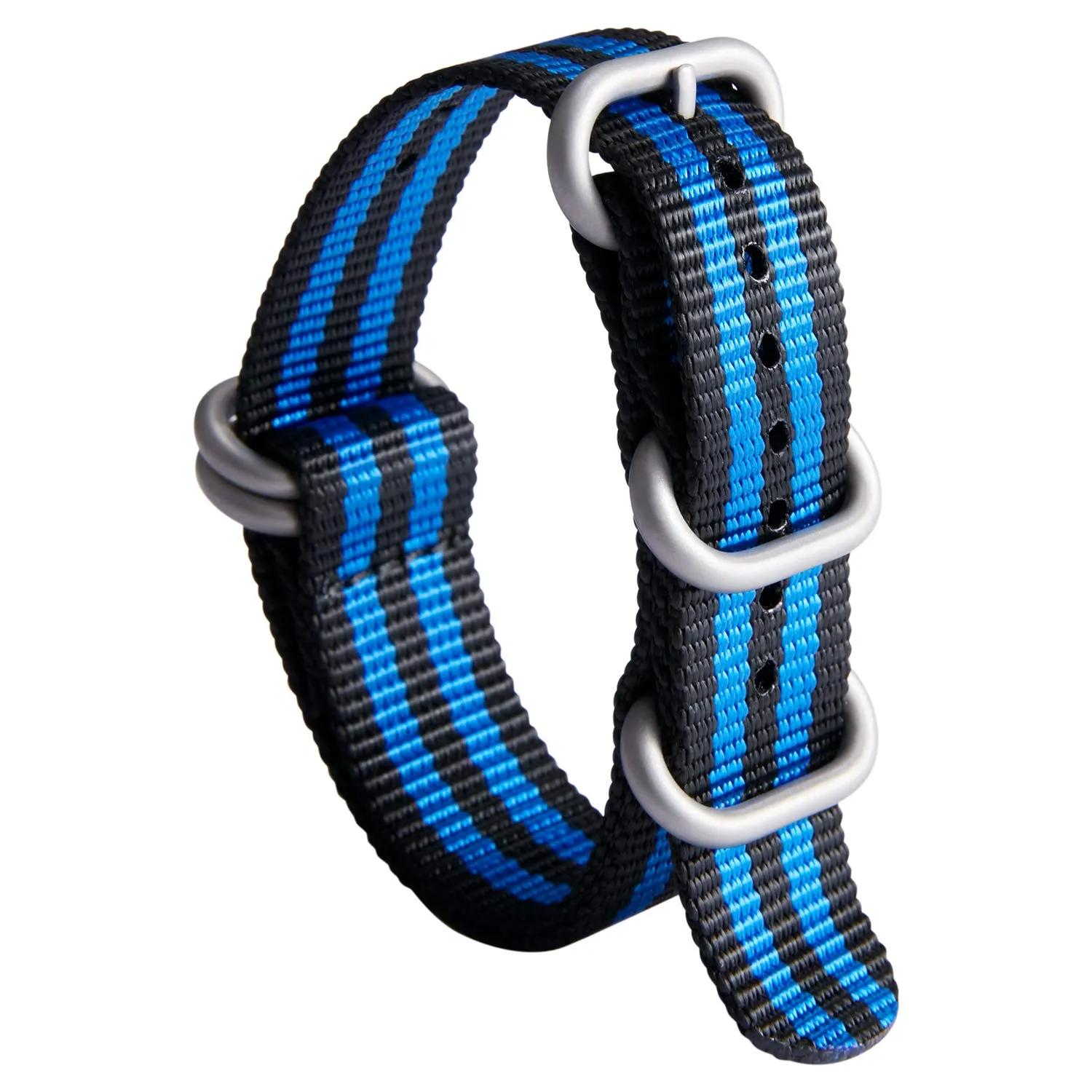 BINLUN Cinturino per Orologio in Nylon Cinturini Militare Premium Balistico Multicolori per Uomo Donna 18 mm 19 mm 20 mm 21 mm 22 mm 23 mm 24 mm con Fibbia in Acciaio Inossidabile Argento/Nero - immagine 1