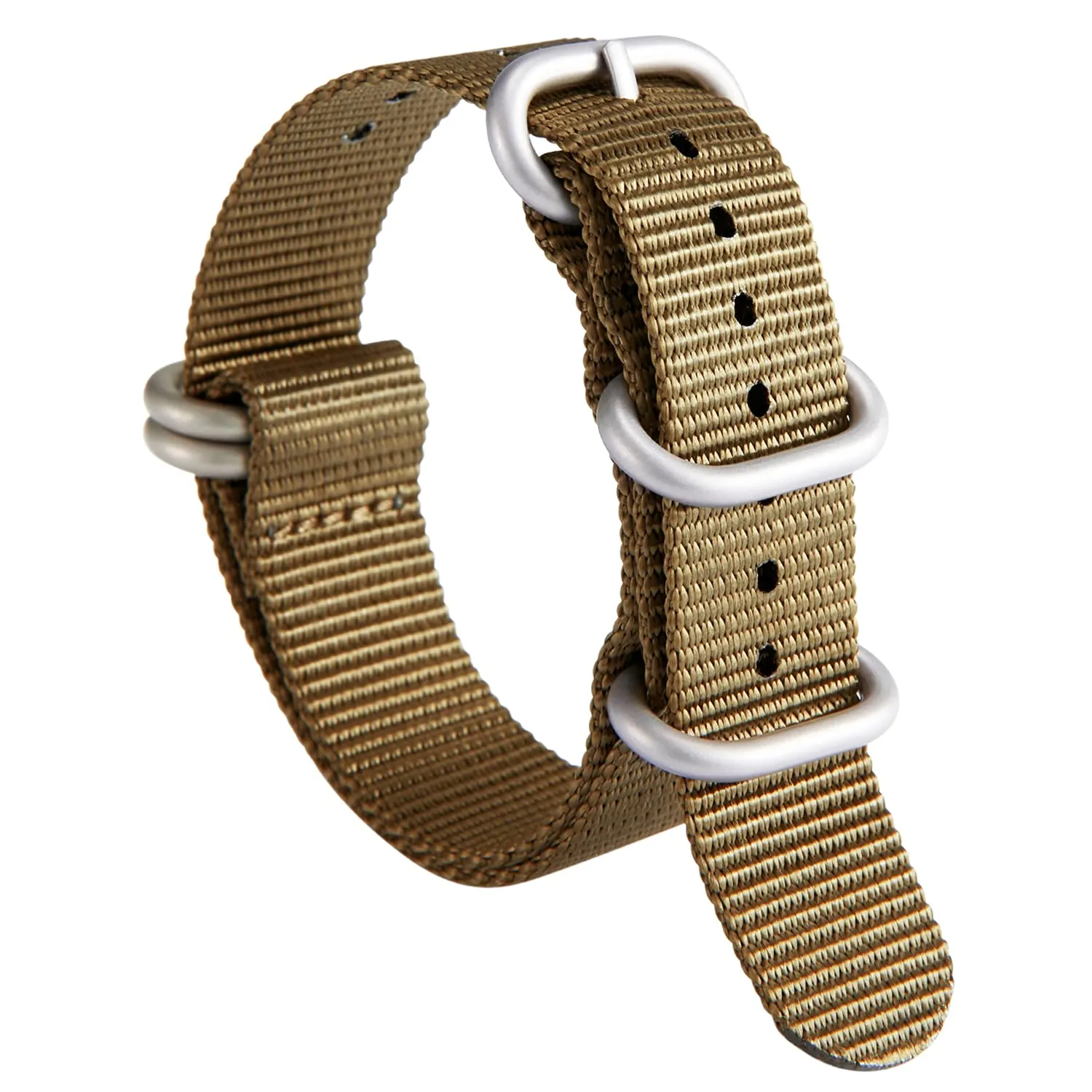 BINLUN Cinturino per Orologio in Nylon Cinturini Militare Premium Balistico Multicolori per Uomo Donna 18 mm 19 mm 20 mm 21 mm 22 mm 23 mm 24 mm con Fibbia in Acciaio Inossidabile Argento/Nero - immagine 2