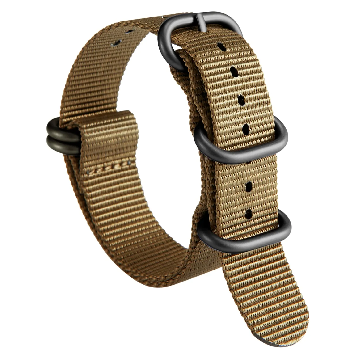 BINLUN Cinturino per Orologio in Nylon Cinturini Militare Premium Balistico Multicolori per Uomo Donna 18 mm 19 mm 20 mm 21 mm 22 mm 23 mm 24 mm con Fibbia in Acciaio Inossidabile Argento/Nero - immagine 1