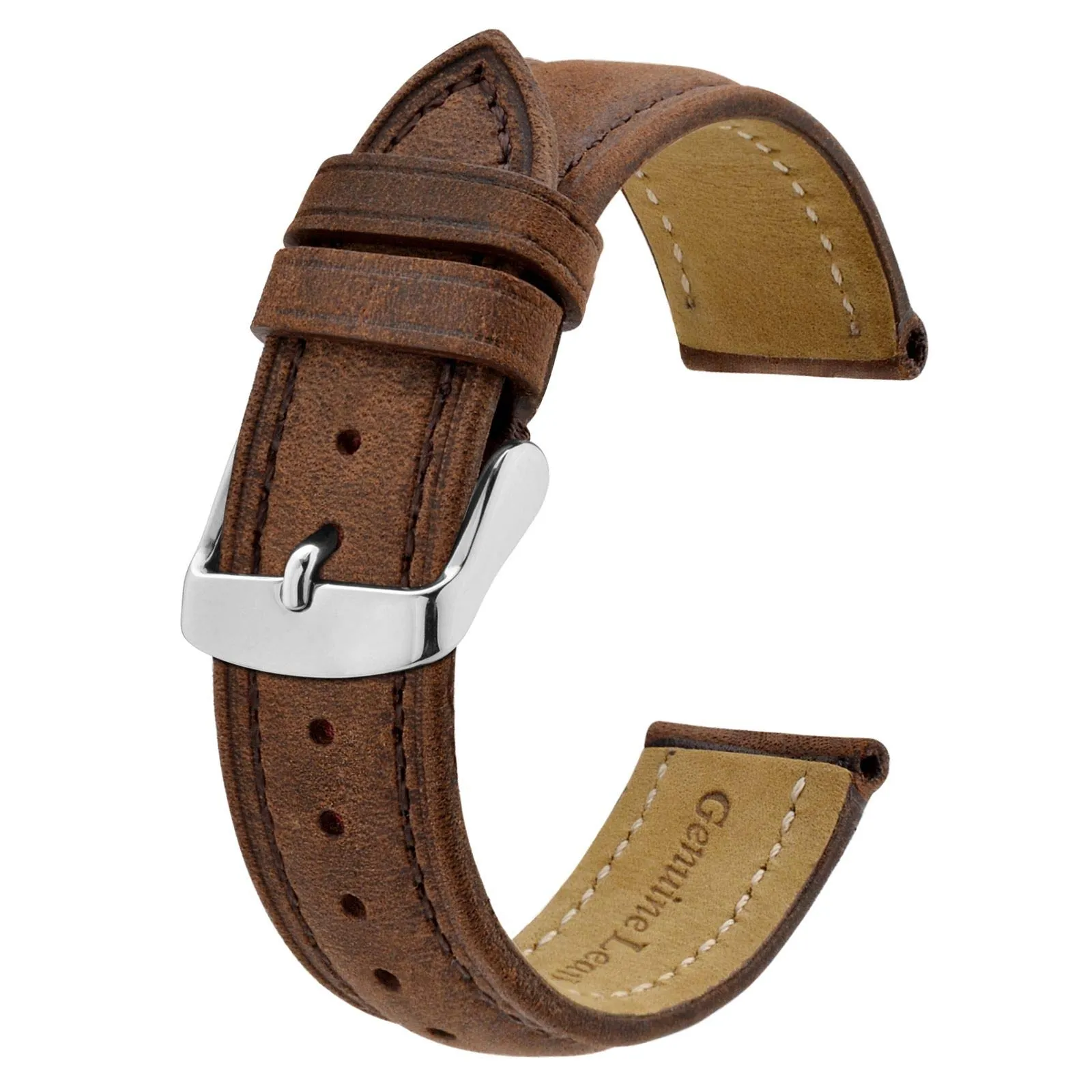 BISONSTRAP Cinturino Orologio 14mm, Cinturini di Ricambio in Pelle Vintage, Marrone Scuro - immagine 1
