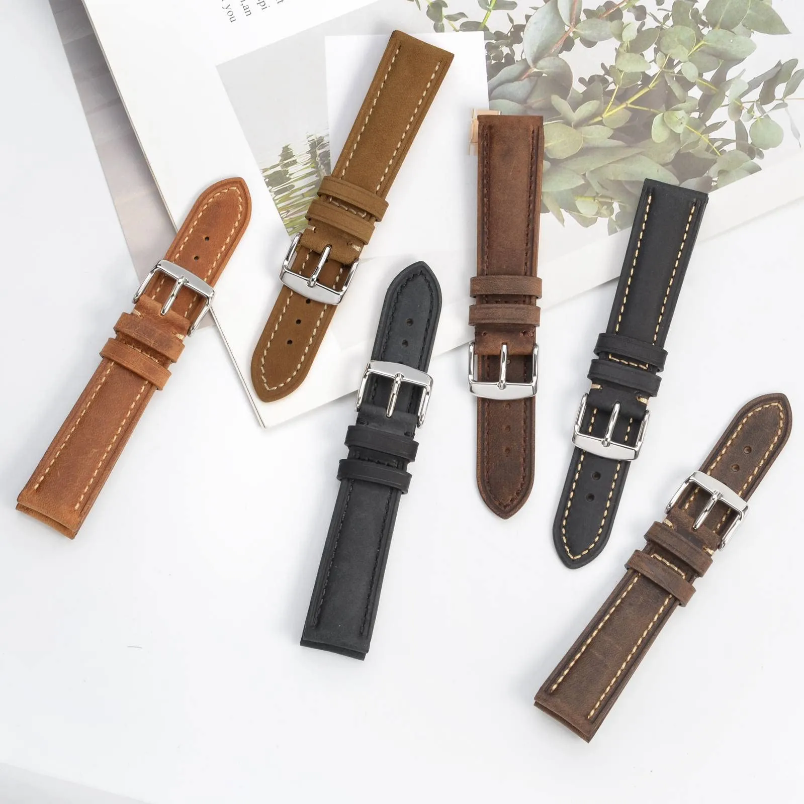 BISONSTRAP Cinturino Orologio 14mm, Cinturini di Ricambio in Pelle Vintage, Marrone Scuro - immagine 7