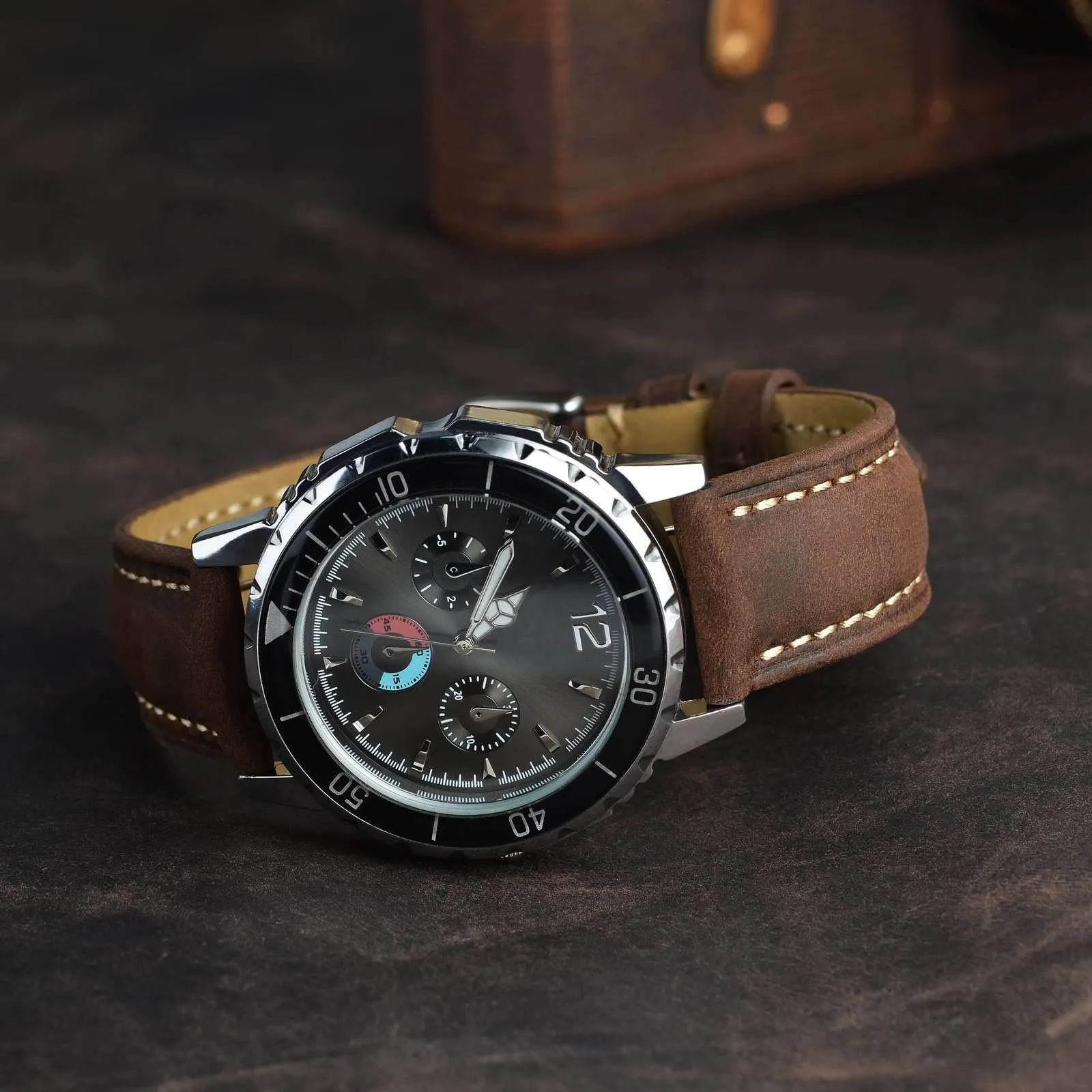 BISONSTRAP Cinturino Orologio 21mm, Cinturini di Ricambio in Pelle Vintage, Marrone Scuro/Filo Beige - immagine 2